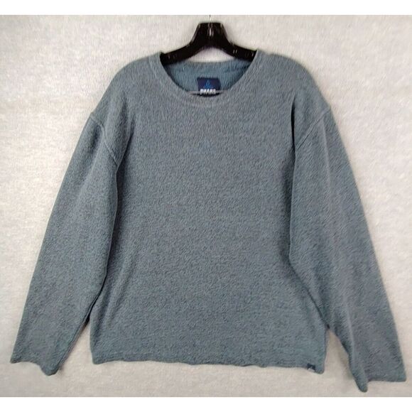 Prana Mens Shirt Extra Large Blue‎ French Terry Pullover Casual Cozy Cabincore - Picture 1 of 10